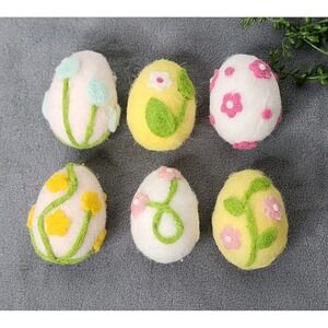 Easter Spring Eggs‎ Bowl Basket Filler Wool Felt Home Taletop Decor 6 pc 3.25"